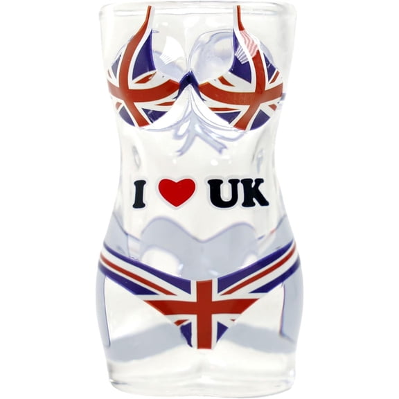 United Kingdom (UK) Flag Full Body Bikini 3D Shot Glass
