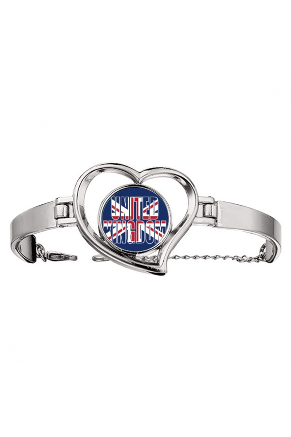 United Kingdom UK Flag Name Bracelet Heart Jewelry Wire Bangle