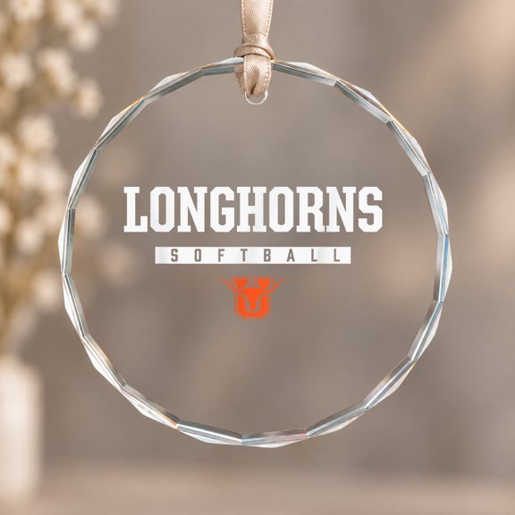 United Longhorns Logo Softball HS Ornament, Room Decoration, Circle Glass Ornament