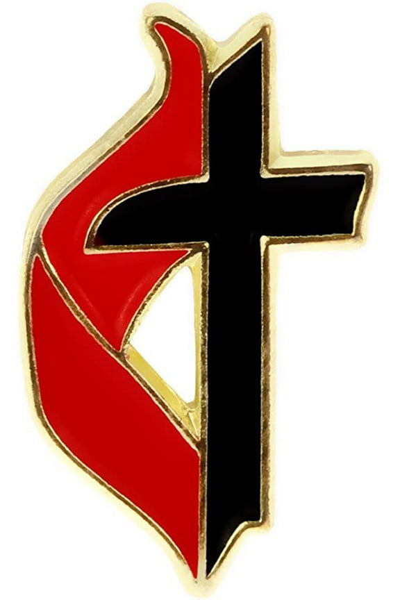 United Methodist Cross and Flame Pin 1