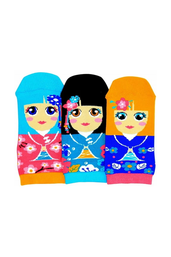 Doll Trio Mis-Match Bright Elegant Vintage US 13.5 - 8 Girls Socks