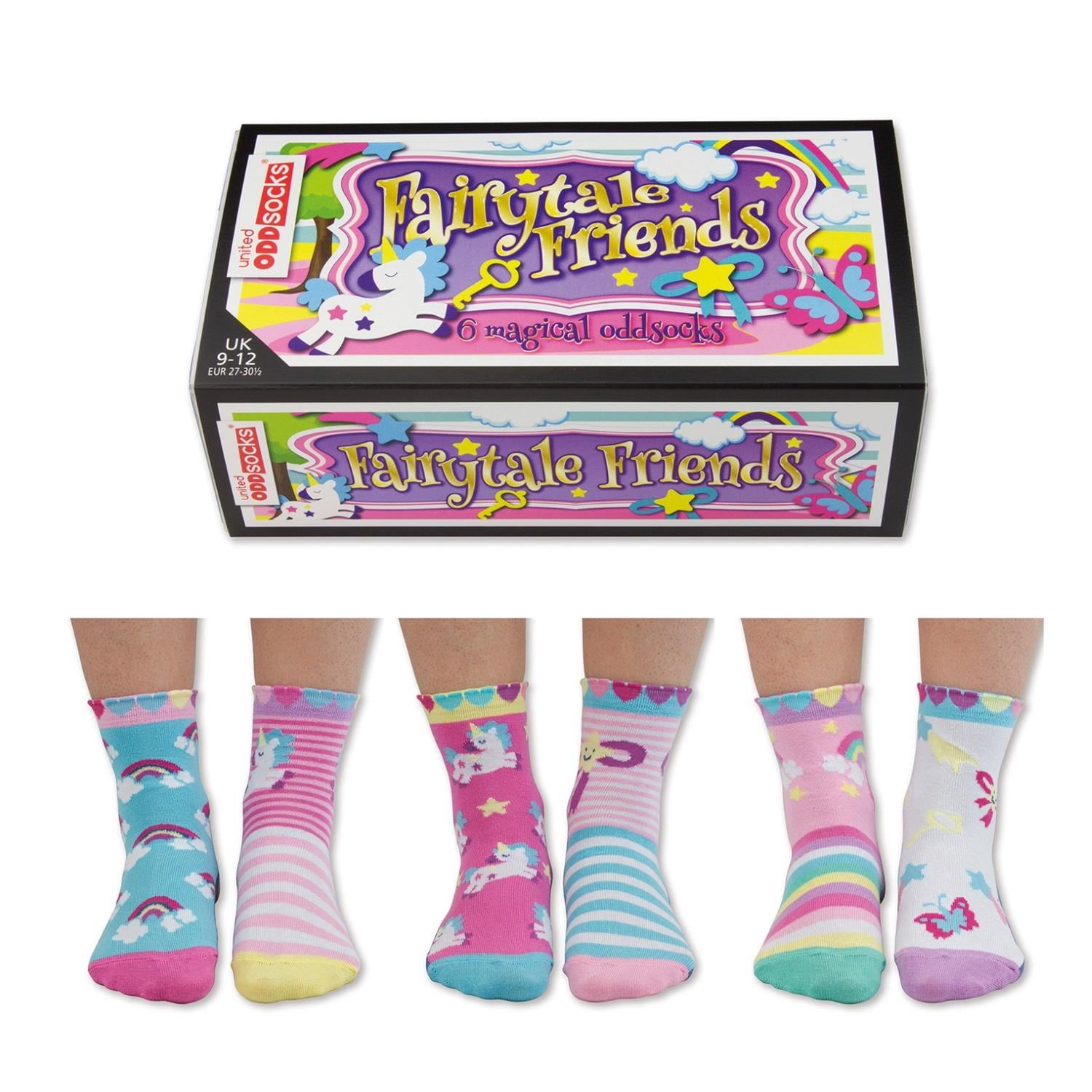 United Oddsocks Fairytale Friends 6 Girls Unicorn Mismatch Pink US 9.5-12 Socks