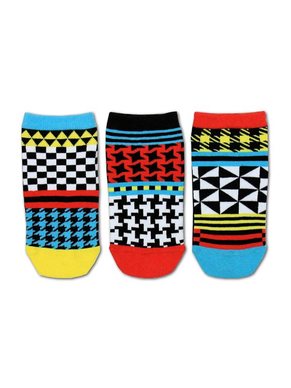 Geo Trio Of Mismatched Boys Liner Socks Kids Geometric US 13.5 - 8