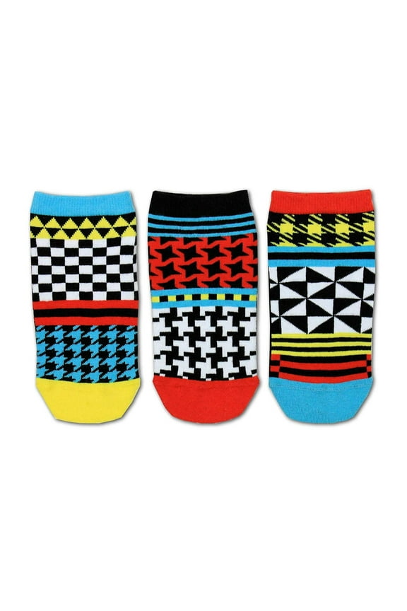 Geo Trio Of Mismatched Boys Liner Socks Kids Geometric US 13.5 - 8