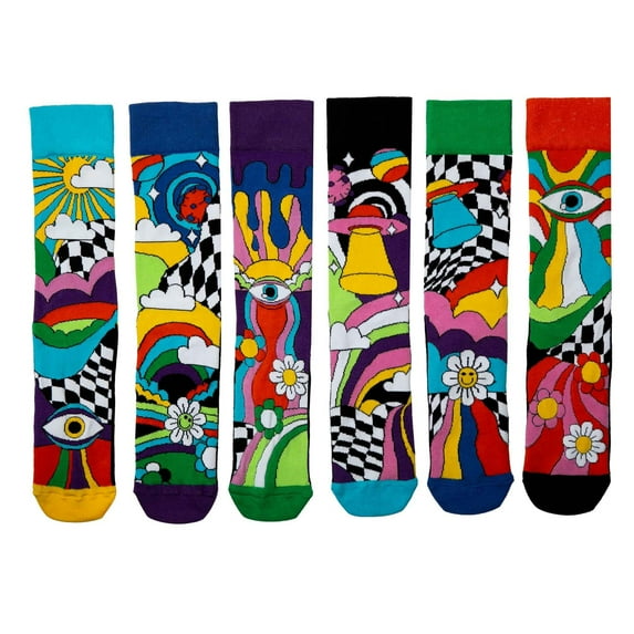 United Oddsocks Men's Socks, 6 Socks Pack - Stockings, Motto Sockedelic 39-46 (Uk 6-11)