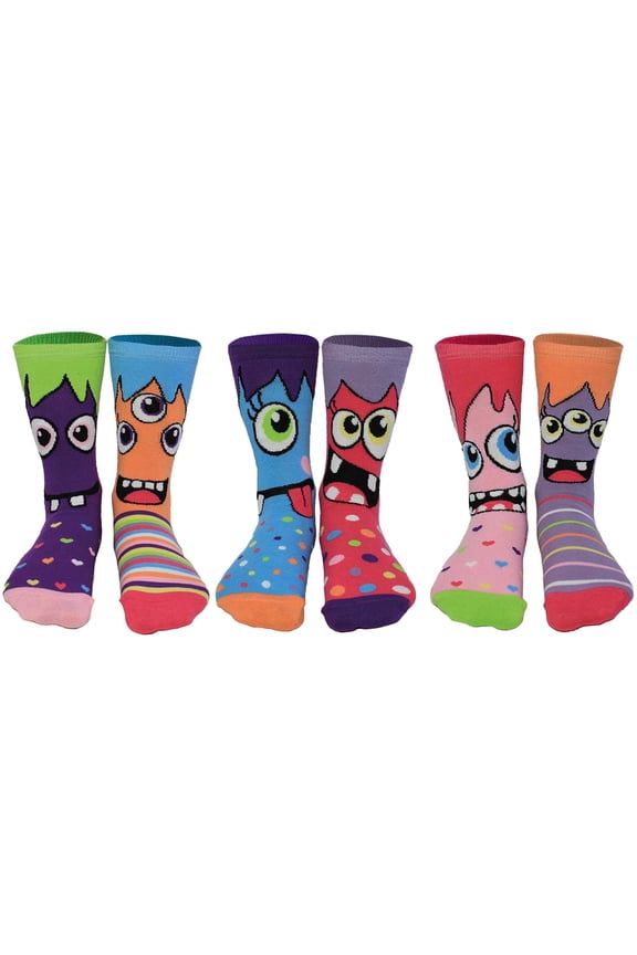 Kids Socks, 6 Individual Socks - Gift Box, Motif Socks Miss Mashers