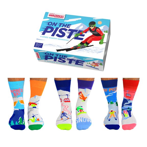 United Oddsocks On The Piste Oddly Mismatch Set Of 6 Mens US 6.5-11.5 Odd Socks
