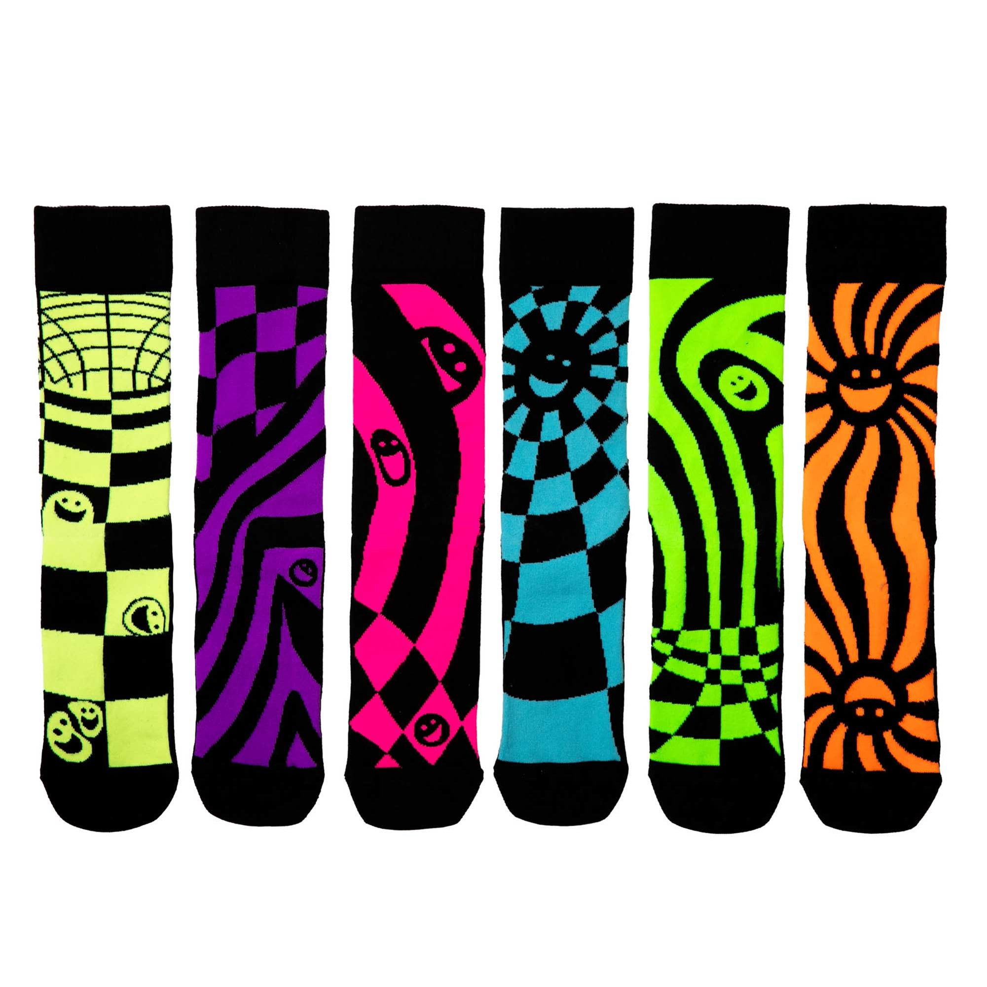 United Oddsocks Unisex Socks, 6 Socks Pack - Stockings, Motto Rave On 38-44 (Uk 6-11)