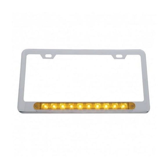 United Pacific 10 LED Light Bar License Frame - Amber LED/Amber Lens License Plate 39755