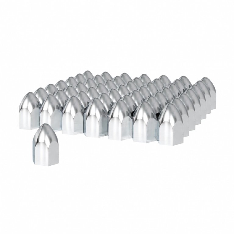 United Pacific Wheel Lug Nut Covers - Chrome Plastic Push-On Covers, 1.5" X 2.25", 20 Pack