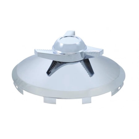 Chrome Universal Front Hub Cap With 3 Bar Right Swing Style Spinner - 7/16" Lip