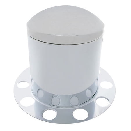 United Pacific 10212 Axle Hub Cover 3 Piece Kit, Chrome, Dome, 10 Holes For