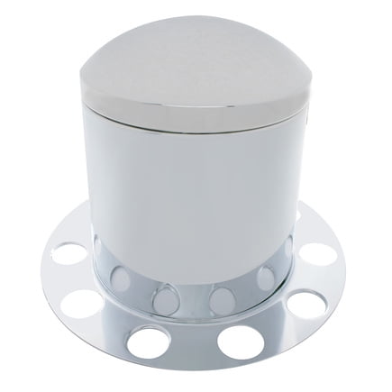 United Pacific 10213 Axle Hub Cover 3 Piece Kit, Chrome, Dome, 10 Holes For