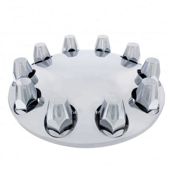 United Pacific 10253 Axle Hub Cover   Axle Cover, Front, Chrome, Moon, With