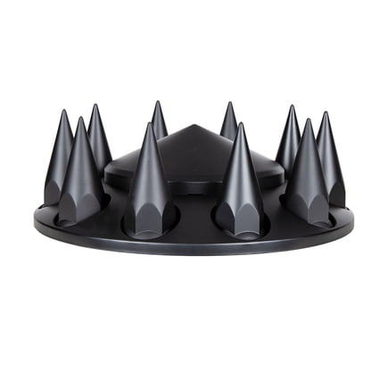 United Pacific 10336 - Axle Hub Cover - Matte Black Pointed Front Axle Cover With 33Mm Spike Thread-On Nut Cover