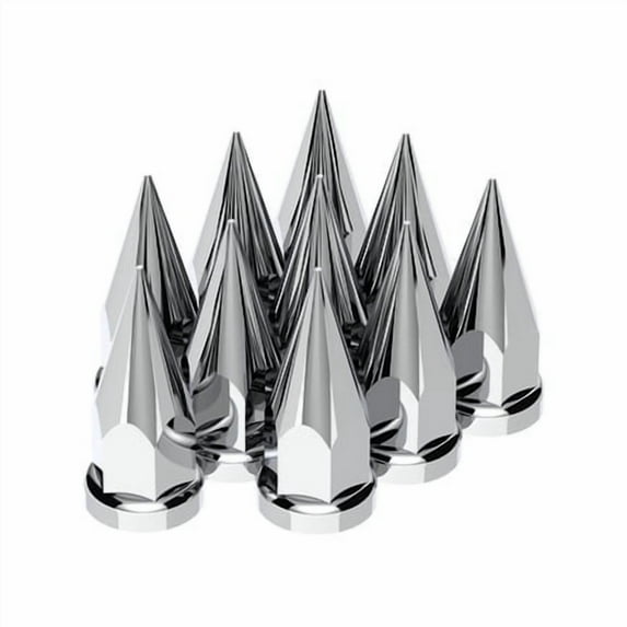 United Pacific 33mm x Chrome Plastic Super Spike Push-On Nut Covers, 33mm Push-on Lug Nut Fitting, Truck Accessories - Pack of