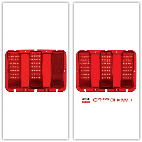 United Pacific 110106-2 67-68 Ford Mustang Red Sequential LED Tail Light SET OF 2