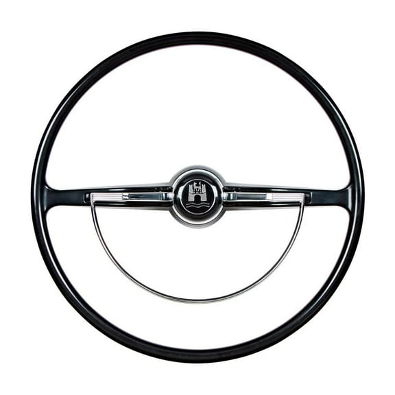 United Pacific 15 OEM Style Steering Wheel for 1962-71 Volkswagen Beetle/Karmann Ghia/Type 3, VW OEM Style Steering Wheel, Wolfsburg Crest Black