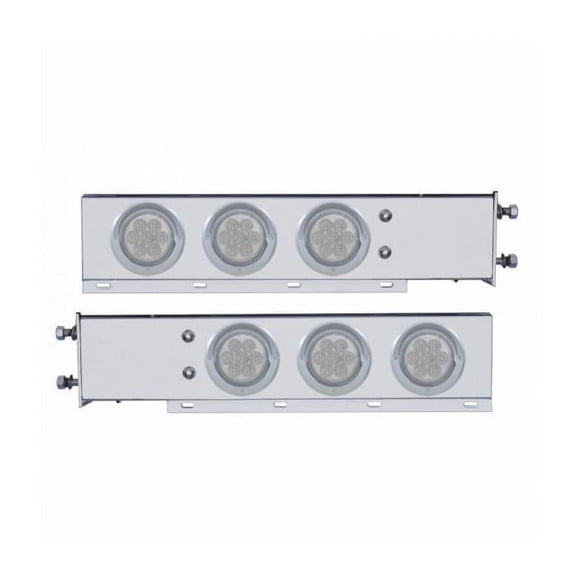 United Pacific 2-1/2" Bolt Pattern SS Spring Loaded Bar With 6X 4" 7 LED Lights & Visors -Red LED/Clear Lens 61731