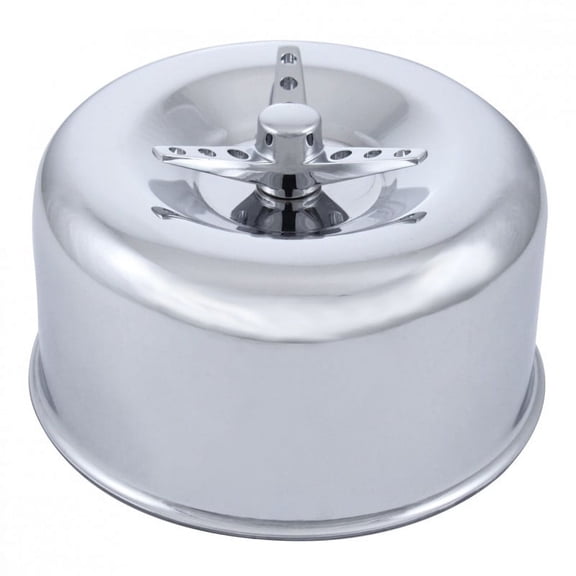 United Pacific 2-5/8" Dual Barrel Chrome Short Neck Smooth Air Cleaner With 3-Wing Screw