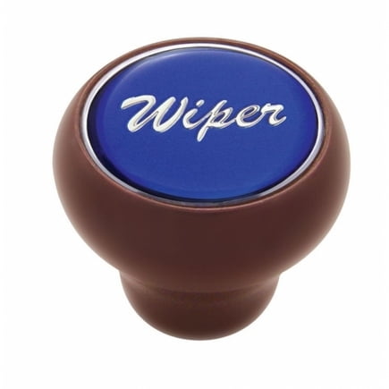 United Pacific 23555 Dash Knob "Wiper" Wood Deluxe, Blue Glossy Sticker