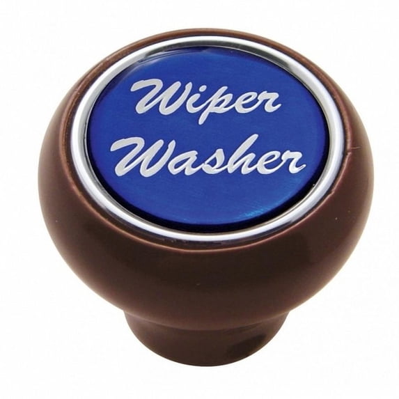 United Pacific 23561 Dash Knob "Wiper/Washer" Wood Deluxe, Blue Glossy