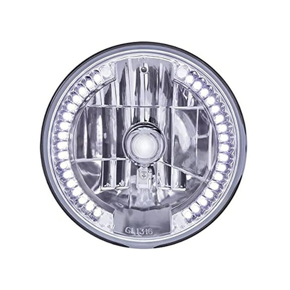 United Pacific 31379 7” Round Crystal Headlight w/34 White LED Position Light, Reinforced Aluminum Reflector, Anti-Vibration - White LED - ONE Unit