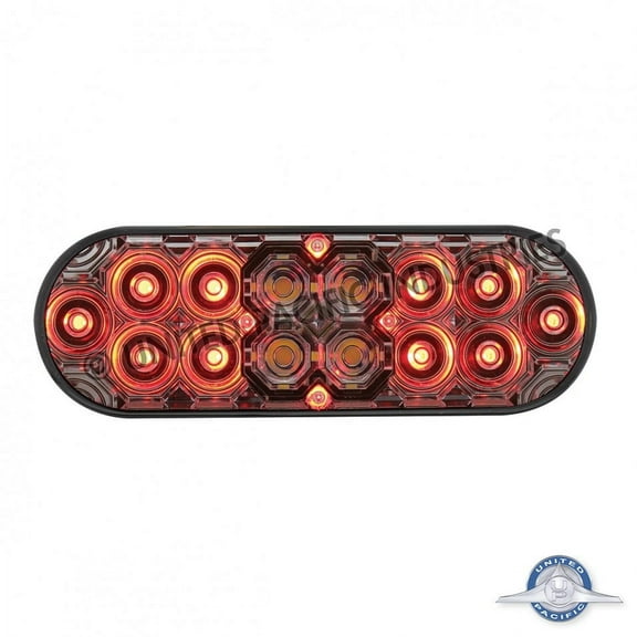 United Pacific 36610 6" Oval Combo Light With 14 LED Stop, Turn & Tail & 16 LED Back-Up - Red LED/Clear Lens