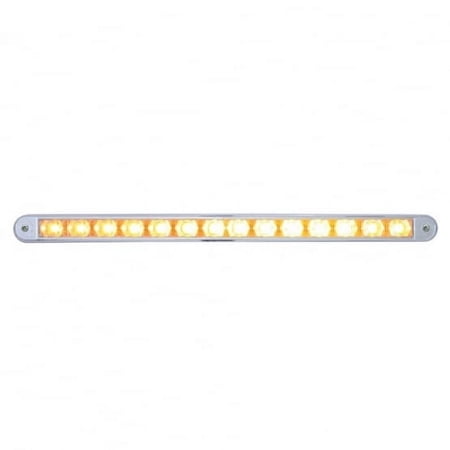 United Pacific 37190 14 LED 12 inch Auxiliary Warning Light Bar w/ Bezel - Amber LED/Clear Lens