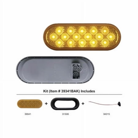 United Pacific 39341BAK Turn Signal Light 16 Led, 6" Oval Reflector Kit,