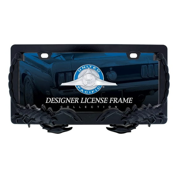 United Pacific 50115 Universal Black Die-Cast Metal Scorpion License Plate Frame Holder for Cars, Trucks, RVs, Semi, Car Accessories - 1 Unit