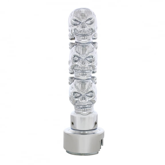 United Pacific 70752 Manual Transmission Shift Knob Chrome, 3 Skull,