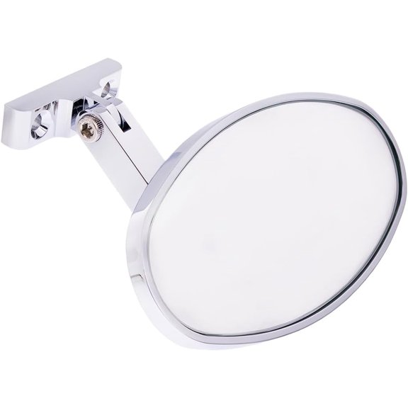United Pacific 70804 Chrome Plated Aluminum Oval Interior Rear View Mirror w/Screw-On Mount for Hot Rods, Adjustable Arm Base, Easy Install ONE Unit