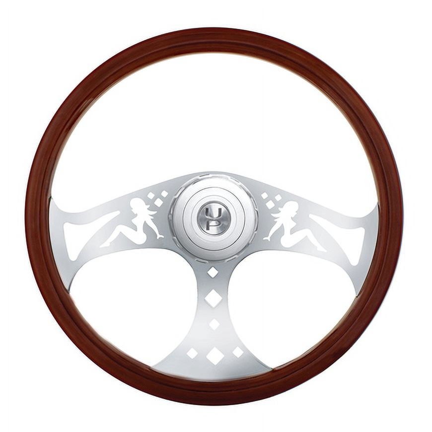 United Pacific 88141 Steering Wheel   18" Chrome Lady With Hub, For