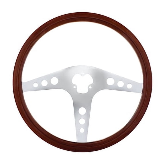 United Pacific 88221 Steering Wheel   Wood Rim, With Chrome Spokes, "Gt"