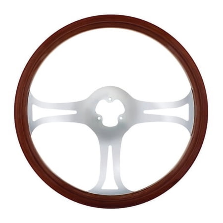 United Pacific 88222 Steering Wheel Wood Rim, With Chrome Spokes, "Blade"