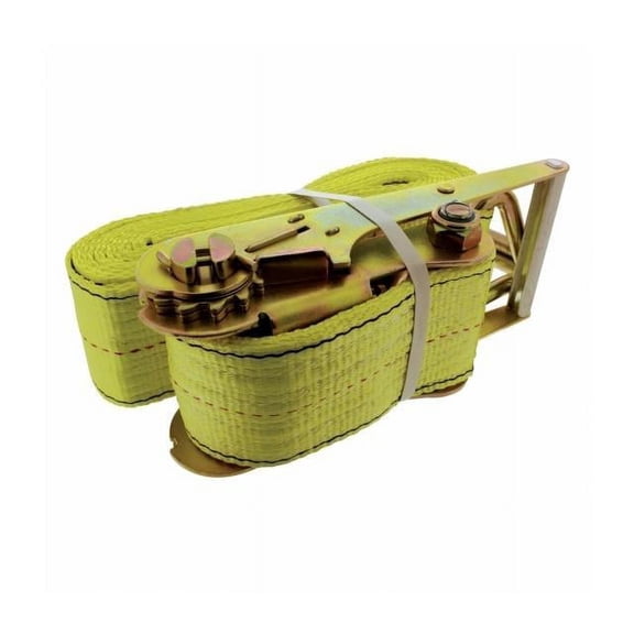 United Pacific 90803 Heavy-Duty Ratchet Tie Down Strap, 4in x 30ft Long, Zinc Plated Double J-Hooks, Load Limit: 5,400lbs - 4" x 30' Strap - ONE Unit