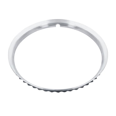 4x 15 Inch Stainless Steel Chrome Plated Beauty Trim Rings - Hot Rod Ribbed Style