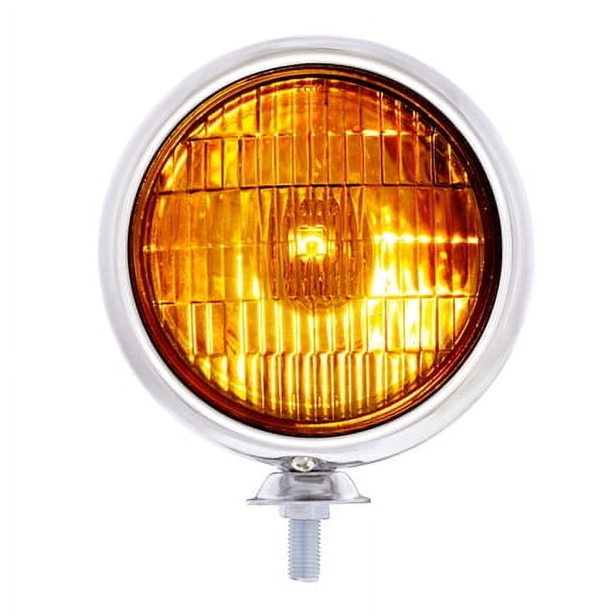 United Pacific C364007 12-Volt Vintage Style Chrome Fog Light, Universal Ball & Cup Adjustable Mounting, Vintage Lens Pattern – Amber Lens – ONE Unit