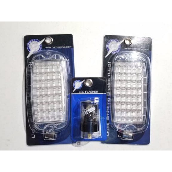 United Pacific CTL6066FC-2 1960-66 Chevrolet Truck Clear LED Tail Lamp Light Pair with LED Flasher
