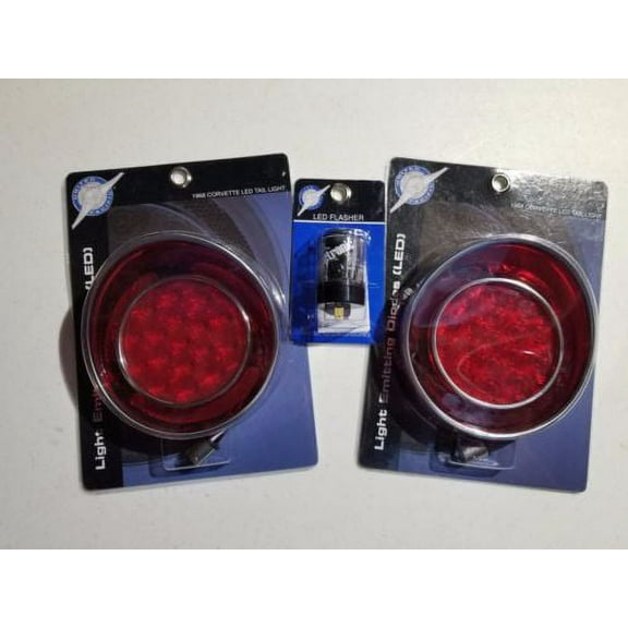 United Pacific CTL6804LED-2 1968-1973 Chevy Corvette LED Tail Light w/ S.S. Rim Pair/Set