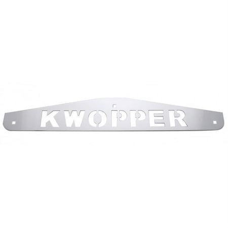 United Pacific Chrome 4 in L X 24 in W Scripted Bottom Mud Flap Plate W/ Bolt Thru - Kwopper 10439