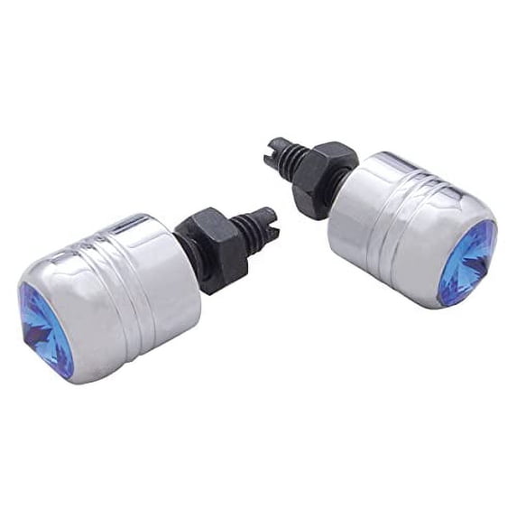 United Pacific Chrome Aluminum License Plate Fastener w/ Blue Diamond (2 Pack)