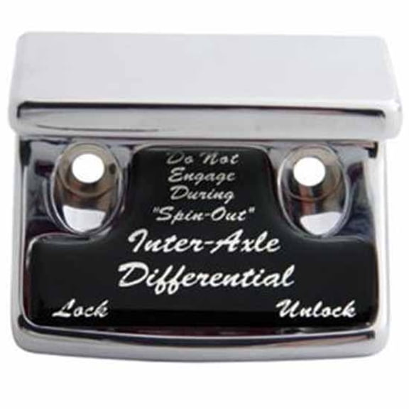 United Pacific - Chrome Axle Differential Switch Guard W/ Black Glossy Sticker For Freightliner, International