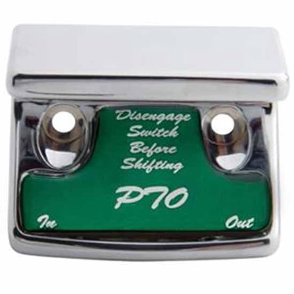 United Pacific Chrome PTO Switch Guard W/ Green Sticker For Freightliner, International