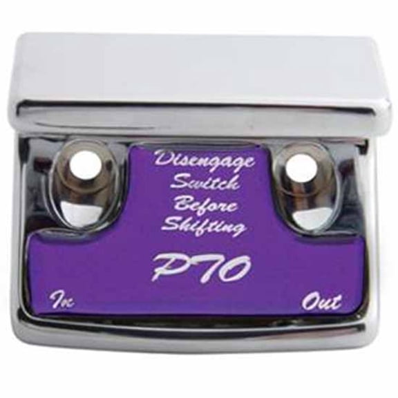 United Pacific Chrome PTO Switch Guard W/ Purple Sticker For Freightliner, International