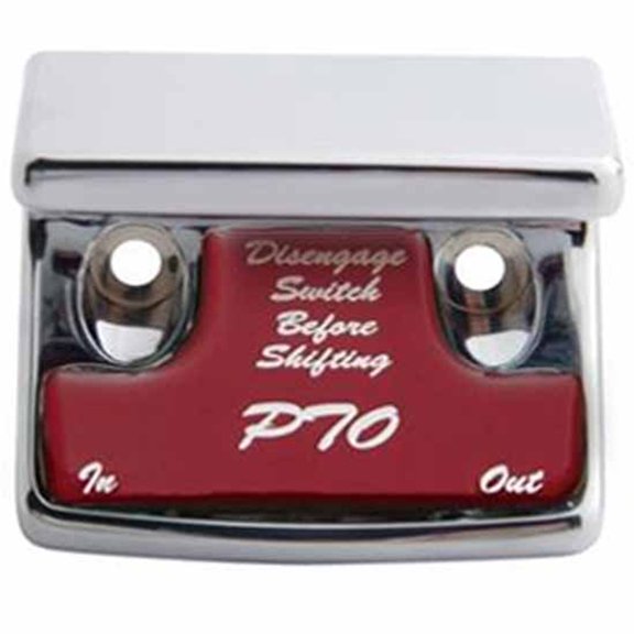 United Pacific Chrome PTO Switch Guard W/ Red Sticker For Freightliner, International
