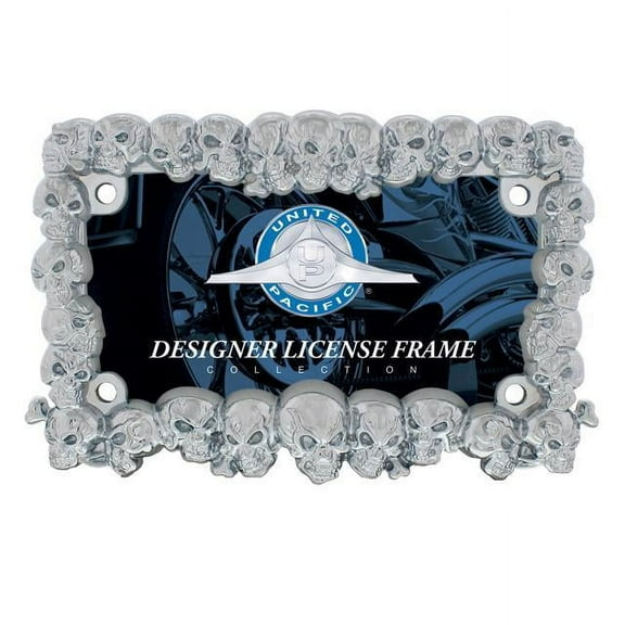 United Pacific Chrome Skull Motorcycle License Plate Frame 50065