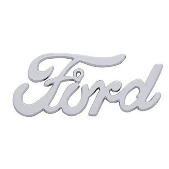 United Pacific Chrome Vintage Ford Script Emblem - Double Sided Tape S1018