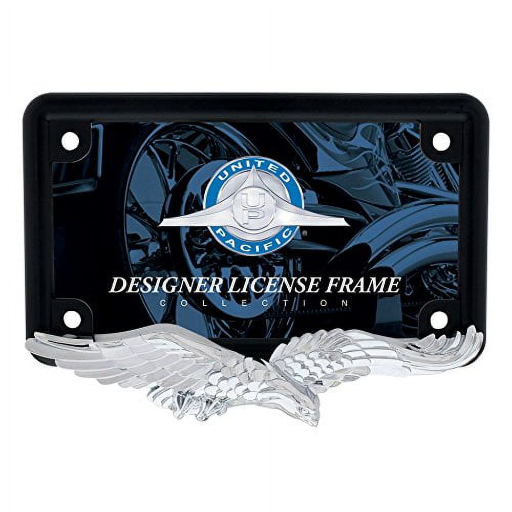 United Pacific Eagle Motorcycle License Plate Frame - Black/Chrome 50124